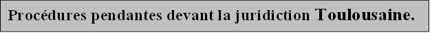 Proc�dures pendantes devant la juridiction Toulousaine.


