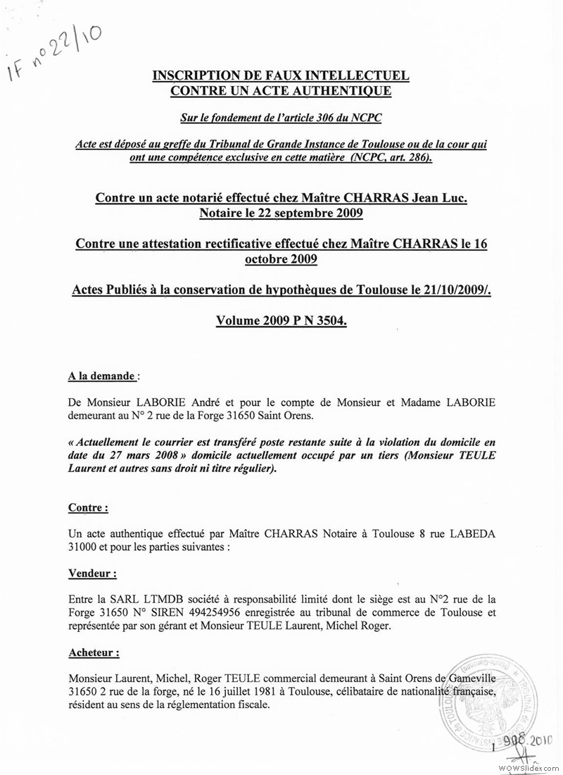 incription de faux 22 septembre 20090005