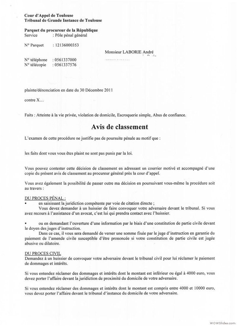 24 Plainte du 30 decembre 2011