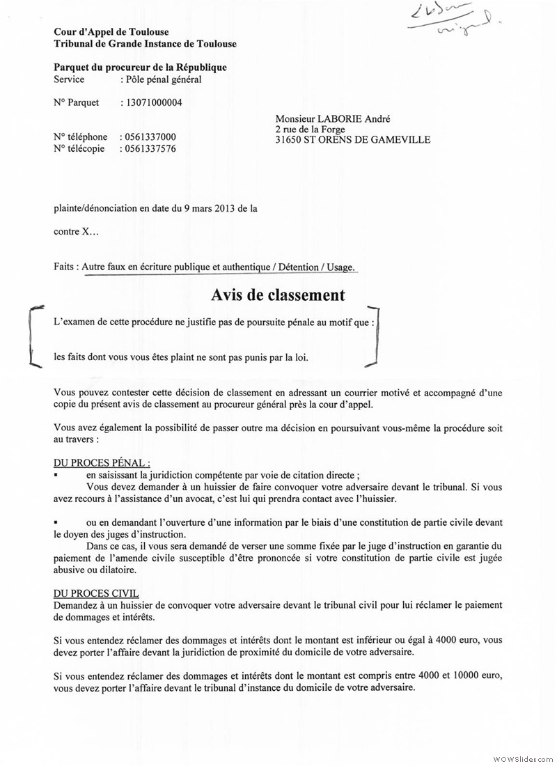 32 Plainte du 9 mars 2013