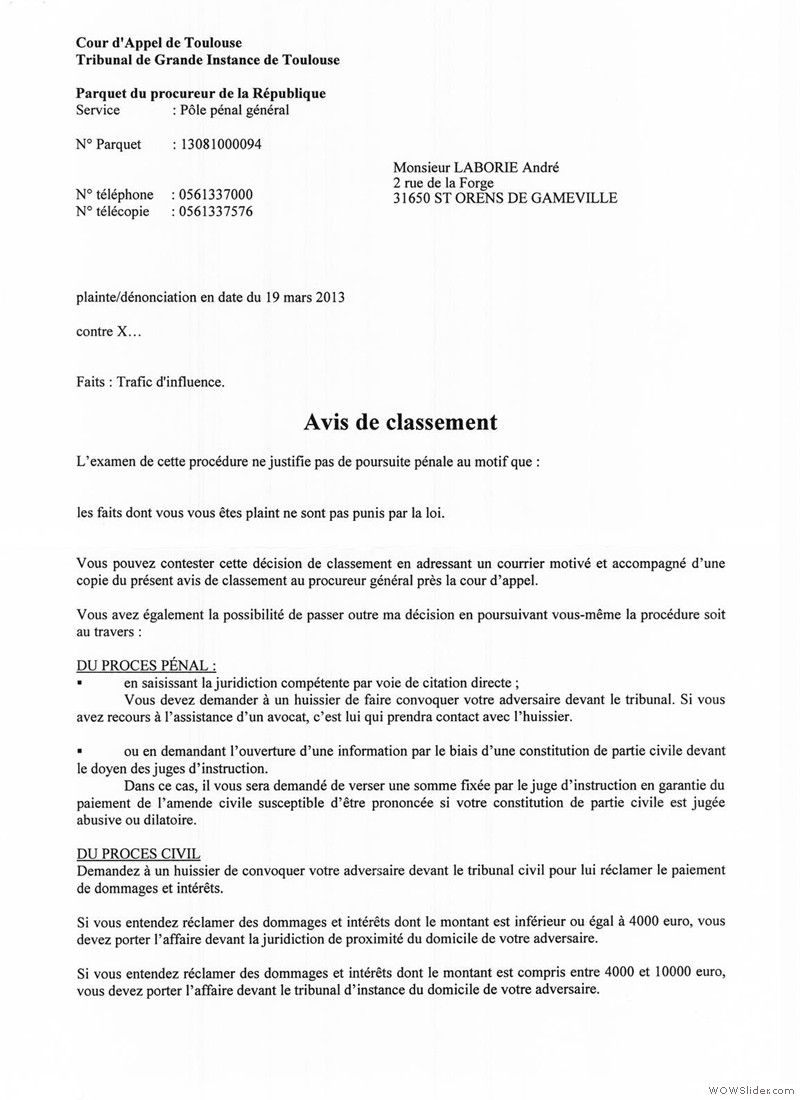 35 Plainte du 19 mars 2013