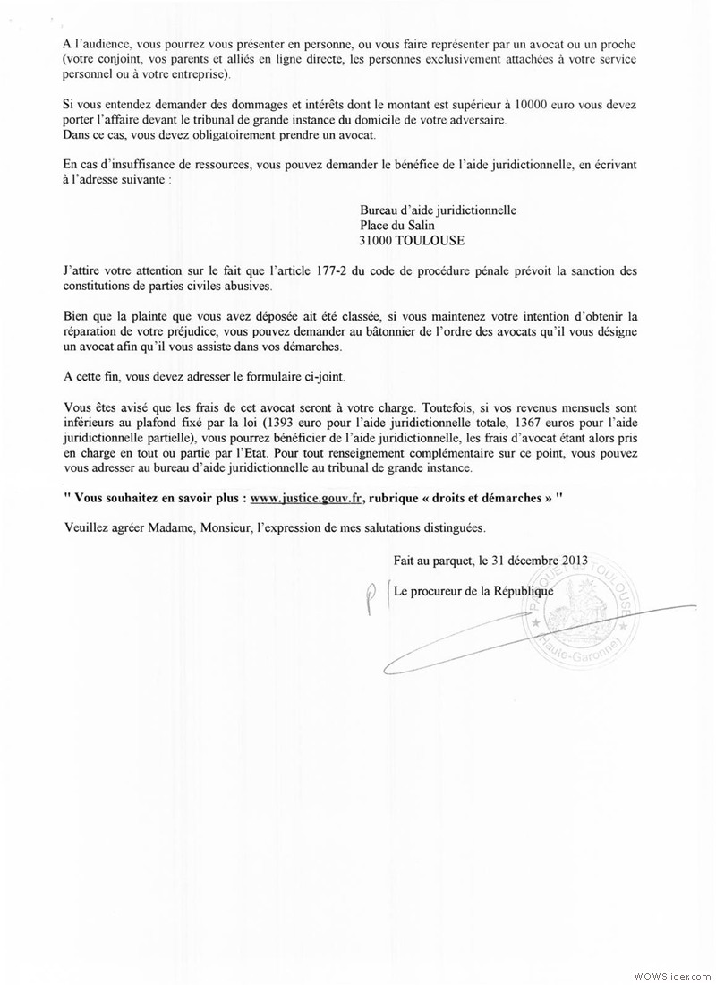 44 Plainte du 19 décembre 2003