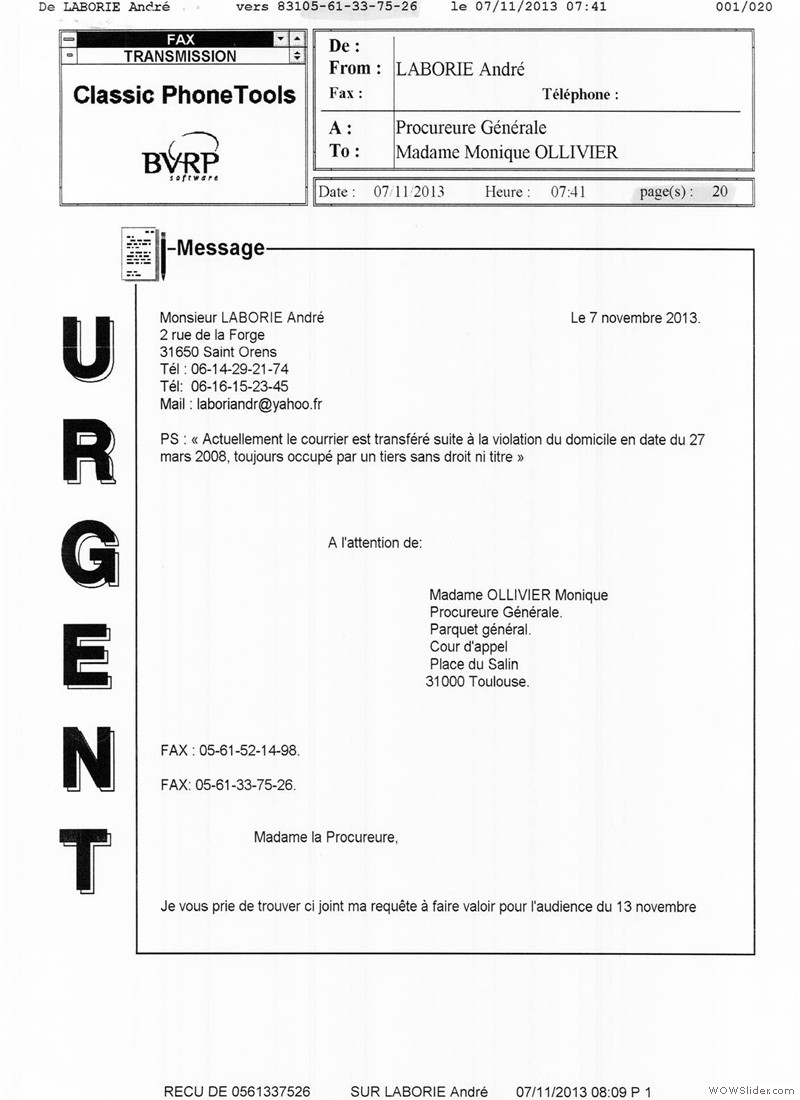 Fax Ollivier 7 nov 2013