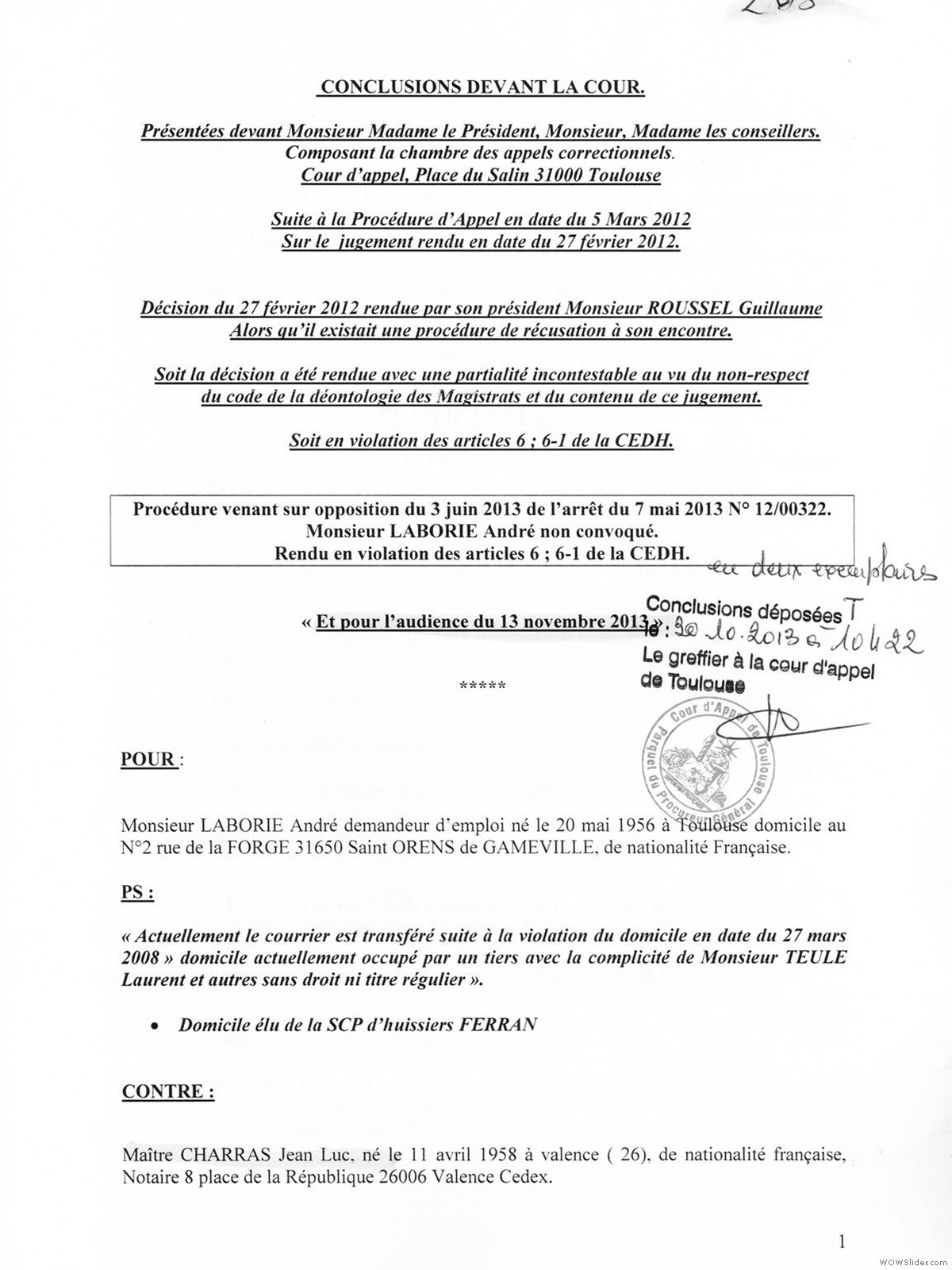 Preuves conclu charras